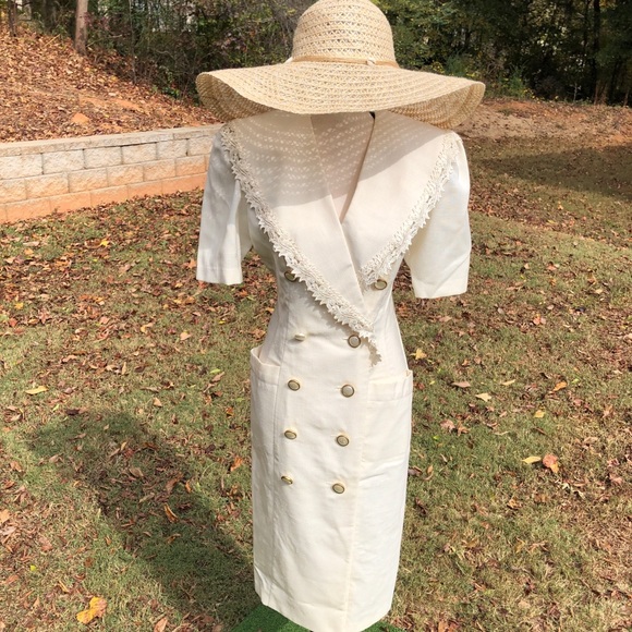Donna Morgan Dresses & Skirts - 80s Vintage Donna Morgan Double Breasted Tuxedo Blazer Linen Soft Slip Dress